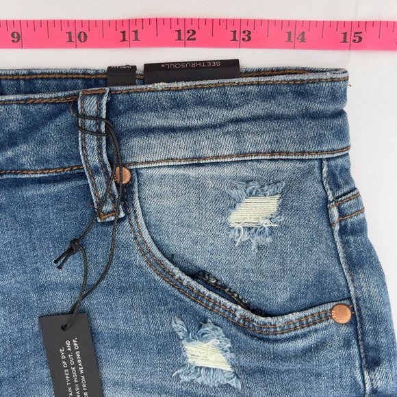 NEW SEE THRU SOUL Distressed High Rise Boyfriend Cut-off Short Size 26 30W 0028 - Picture 8 of 8